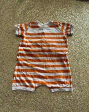 Barboteuse petit bateau rayée orange 