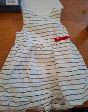 Robe blanche ligne bleu 9 mois 