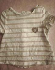 T-shirt blanc ligné rose Obaibi 3M 