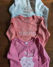 Lot de 3 t-shirts 1 an, manches longues TQF/ tape à l'oeil 1 rose  