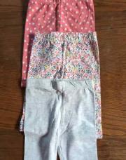 Lot de 3 leggings 1 an, rose cœurs, fleuri, gris 
