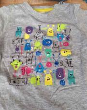 T shirt gris manches courtes monstre taille  80