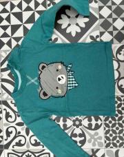 T-shirt turquoise ours gris 