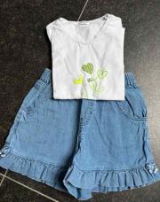 Ensemble Gymp short jeans shirt cœur vert