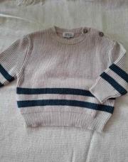 Pull beige rayé bleu jbc 9 12 mois 