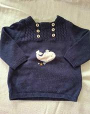 Pull bleu baleine sergent major 9 mois 