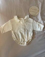 Blouse avec body et col blanc avec petit cœur TAO 1 mois 