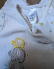 Pyjama blanc éléphant jaune bleu gris 56cm 