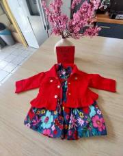 Tex - robe à fleur et veste rouge 