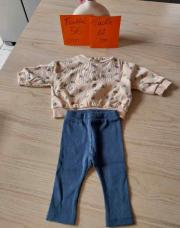 Kiabi - tenue pull et pantalon bleu - 3 mois 