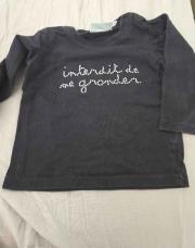 T shirt interdit de me gronder 12 mois 