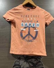 T-shirt Ikks taille 8 ans couleur corail avec dessin peace 
