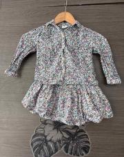 Ensemble deux pièces chemisier et jupe fleurie tao taille 3 ans