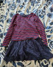 Robe marinière rouge et marine Petit Bateau 8 ans