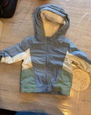 Manteau fourré bleu vert blanc Kiabi 6 mois 