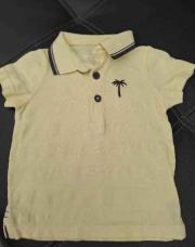Polo jaune col bleu