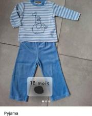 Pyjama velours 2 pièces 18 mois