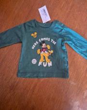 Longues manches Mickey vert 3-6mois