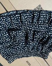 Jupe à pois bleue et beige 