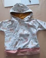 Pull gris rose jaune licornes fait main