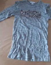 robe manche longue gris ecrit sequin brillant