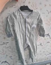 Pyjama rayé blanc vert 68