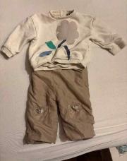 Ensemble pull pantalon beige fleur