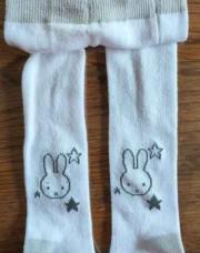 62/68 collant blanc imprimé tête de lapin noir ( fond des jambes ) nijnthe 