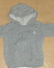 gilet capuche gris clair lapin, benetton, 9 mois