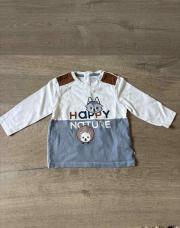 T-shirt manches longues Obaïbi blanc brun taille 12 mois 