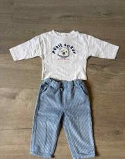 Ensemble TAO velours bleu + ours taille 9 mois 