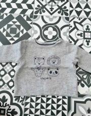 Pull gris animaux 