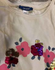 LM okaidi fleurs sequins blanc 