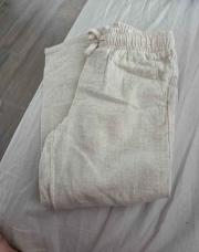 Pantalon effet lin beige 