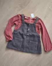 Ensemble robe grise + blouse vieux rose. ZARA / 74cm