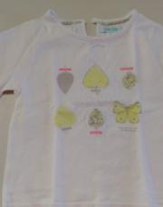 T-shirt manches longues blanc feuilles vertes Obaïbi 12M