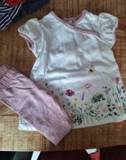 Ensemble t-shirt blanc + pantalon rose 
