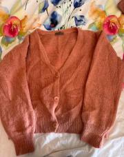 Cardigan rose saumon TU 20% mohair et laine 