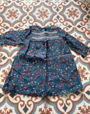 Robe bleu et fleurs rose - Sergent major -12 mois 