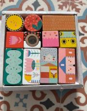 Cubes musicaux - fleurs en bois 