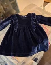 Hiver robe bleu velours fête 