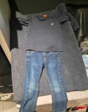 Hiver 2pcs jeans + sous pull foncé rouge TAO 