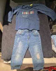 Hiver 2pcs jeans + Sous pull BONHEUR