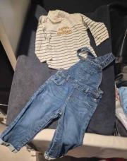 Hiver 2pcs Salopette jeans + sous pull  MIGNON