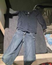 Hiver 2pcs jeans + sous pull bleu foncé 
