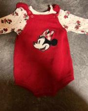 Ensemble tricot rouge + body Minnie 3mois