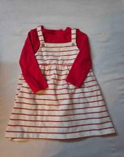 Ensemble Robe rayer blanche et rouge + blouse rouge 