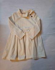 Robe blanche/ beige avec petit bouton 9-12 mois 