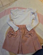 Ensemble blouse blanche jupe rose shein 12-18 mois 