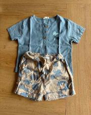 Ensemble short bleu et brun palmiers 18 mois 